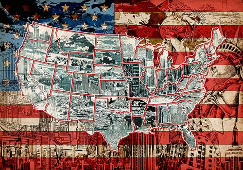 Picture of the US Map, with specific region based geographic features included 